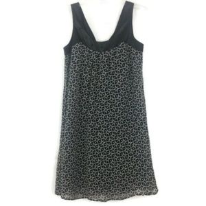 Sleeveless Tent Swing Dress Black White Print Sz 8